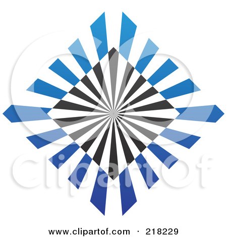 Royalty-Free (RF) Clipart Illustration of an Abstract Black And Blue Diamond Logo Icon by cidepix
