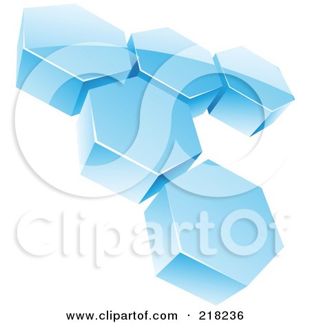 Royalty-Free (RF) Clipart Illustration of an Abstract Icy Blue Hexagon Honeycomb Network Logo Icon by cidepix