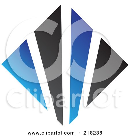 Royalty-Free (RF) Clipart Illustration of an Abstract Blue And Black Diamond Logo Icon by cidepix