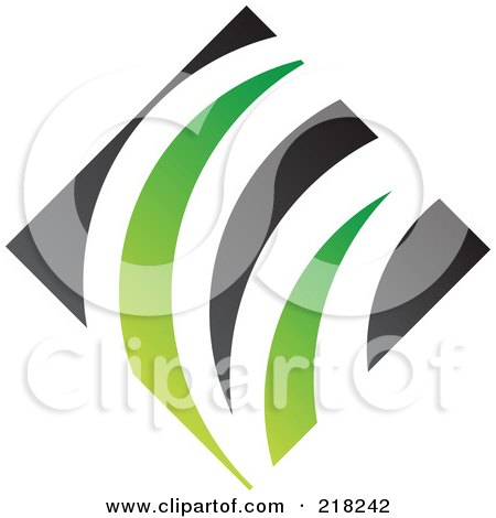 Royalty-Free (RF) Clipart Illustration of an Abstract Green And Black Grassy Diamond Logo Icon by cidepix