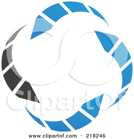 Royalty-Free (RF) Clipart Illustration of an Abstract Blue And Black Circle Arrow Logo Icon by cidepix