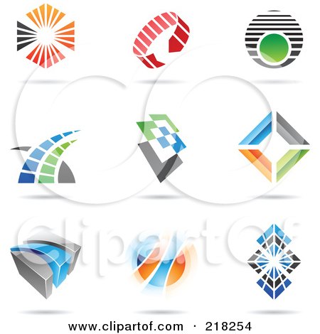 Royalty-Free (RF) Clipart Illustration of a Digital Collage Of Abstract Logo Icons With Shadows - 8 by cidepix