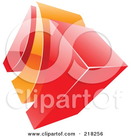Royalty-Free (RF) Clipart Illustration of an Abstract Orange And Red Swoosh And Cube Logo Icon - 1 by cidepix