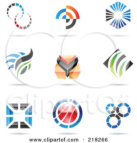 Royalty-Free (RF) Clipart Illustration of a Digital Collage Of Abstract Logo Icons With Shadows - 9 by cidepix