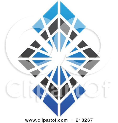 Royalty-Free (RF) Clipart Illustration of an Abstract Bursting Blue And Black Diamond Logo Icon by cidepix