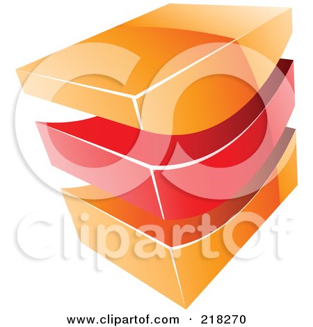 Royalty-Free (RF) Clipart Illustration of an Abstract Orange And Red Swoosh And Cube Logo Icon - 2 by cidepix