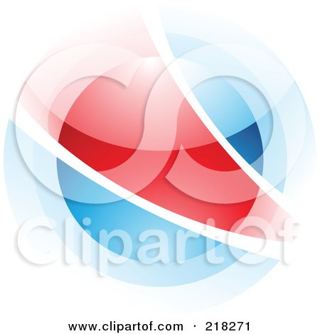 Royalty-Free (RF) Clipart Illustration of an Abstract Blurry Blue And Red Orb In Motion Logo Icon by cidepix