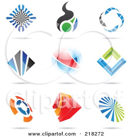 Royalty-Free (RF) Clipart Illustration of a Digital Collage Of Abstract Logo Icons With Shadows - 6 by cidepix