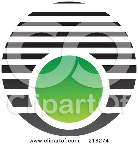 Royalty-Free (RF) Clipart Illustration of an Abstract Green Circle And Black Line Logo Icon by cidepix
