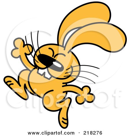 Royalty-Free (RF) Clipart Illustration of an Orange Cartoon Rabbit Dancing - 2 by Zooco