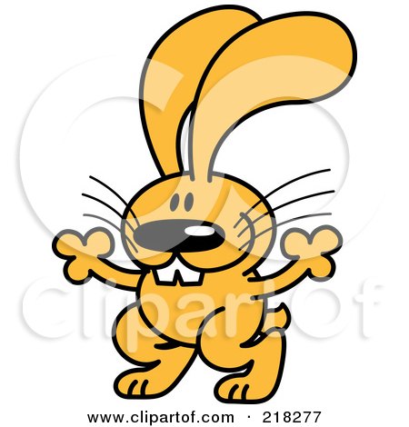 Royalty-Free (RF) Clipart Illustration of an Orange Cartoon Rabbit Dancing - 4 by Zooco