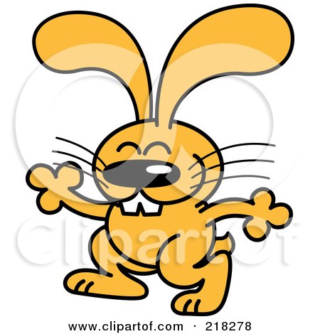 Royalty-Free (RF) Clipart Illustration of an Orange Cartoon Rabbit Dancing - 3 by Zooco