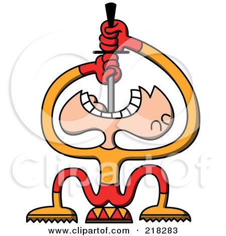Royalty-Free (RF) Clipart Illustration of a Circus Man Sitting On A Stool And Swallowing A Sword by Zooco