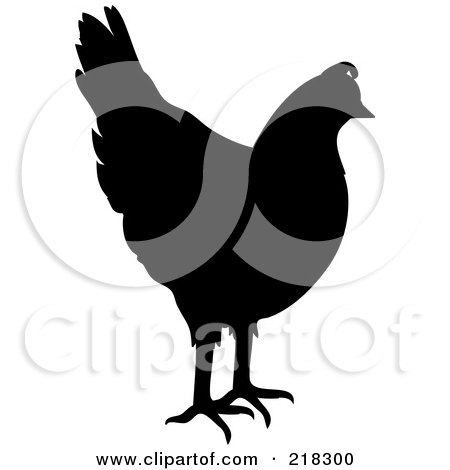 Royalty-Free (RF) Clipart Illustration of a Black Chicken Silhouette by Pams Clipart
