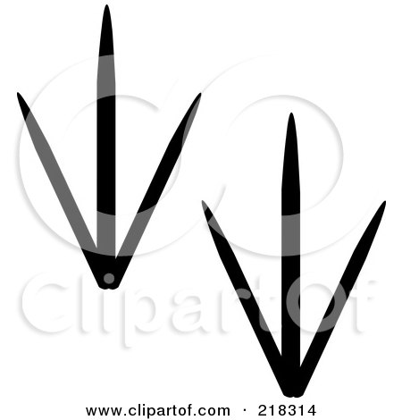 Royalty-Free (RF) Clipart Illustration of a Pair Of Black And White Bird Tracks by Pams Clipart