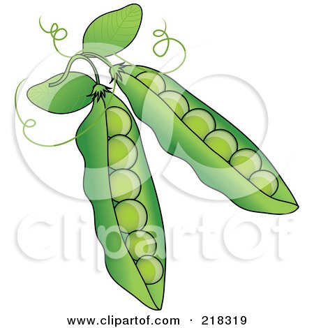 Royalty-Free (RF) Clipart Illustration of Two Green Pea Pods by Pams Clipart