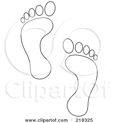 Royalty-Free (RF) Clipart Illustration of a Pair Of Outlined Human Footprints by Pams Clipart