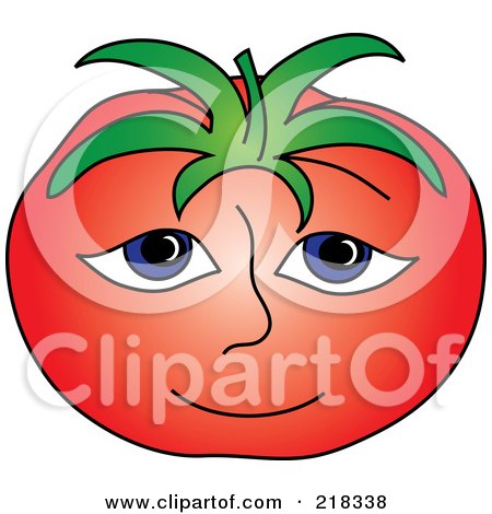 Royalty-Free (RF) Clipart Illustration of a Red Beefy Tomato Face by Pams Clipart