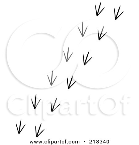 Royalty-Free (RF) Clipart Illustration of a Black And White Trail Of Bird Tracks by Pams Clipart