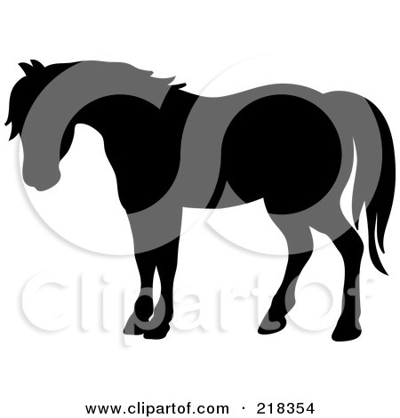Royalty-Free (RF) Clipart Illustration of a Black Silhouetted Horse In Profile by Pams Clipart