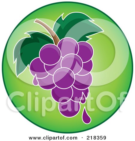 Royalty-Free (RF) Clipart Illustration of a Bunch Of Juicy Purple Grapes On A Green Circle by Pams Clipart