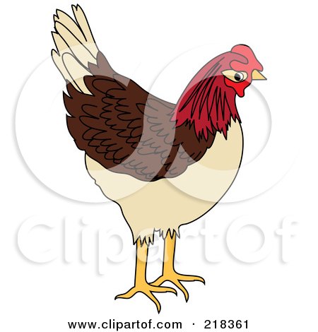 Royalty-Free (RF) Clipart Illustration of a Brown, Tan And Red Chicken by Pams Clipart