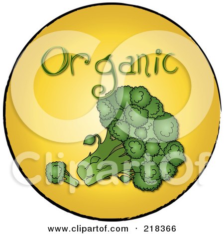 Royalty-Free (RF) Clipart Illustration of Organic Broccoli On A Yellow Circle by Pams Clipart