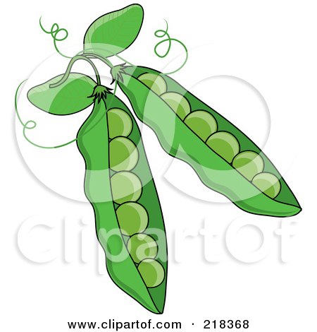 Royalty-Free (RF) Clipart Illustration of Two Organic Green Pea Pods by Pams Clipart