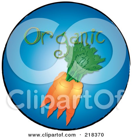 Royalty-Free (RF) Clipart Illustration of a Bundle Of Organic Orange Carrots On A Blue Circle by Pams Clipart