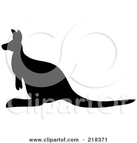 Royalty-Free (RF) Clipart Illustration of a Black Silhouetted Kangaroo In Profile by Pams Clipart