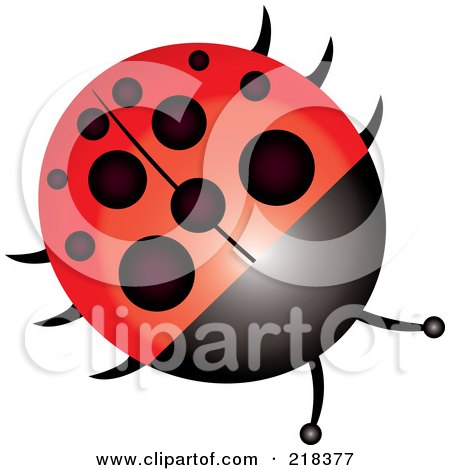 Royalty-Free (RF) Clipart Illustration of a Shiny Round Ladybug by Pams Clipart