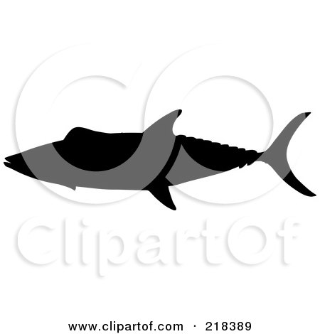 Royalty-Free (RF) Clipart Illustration of a Black Silhouetted Mackerel Fish by Pams Clipart