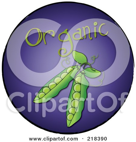 Royalty-Free (RF) Clipart Illustration of Organic Pea Pods On A Purple Circle by Pams Clipart