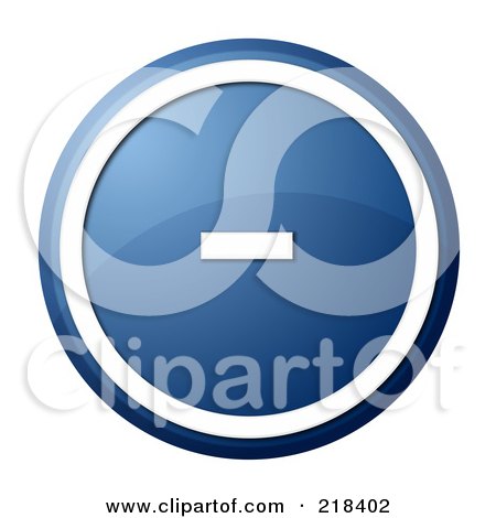 Royalty-Free (RF) Clipart Illustration of a Round Blue And White Minus App Button by oboy