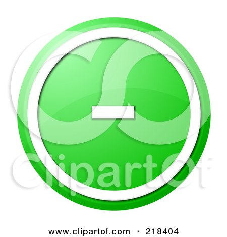 Royalty-Free (RF) Clipart Illustration of a Round Green And White Minus App Button by oboy