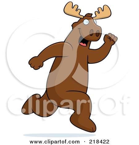 Royalty-Free (RF) Clipart Illustration of a Big Moose Running Upright by Cory Thoman