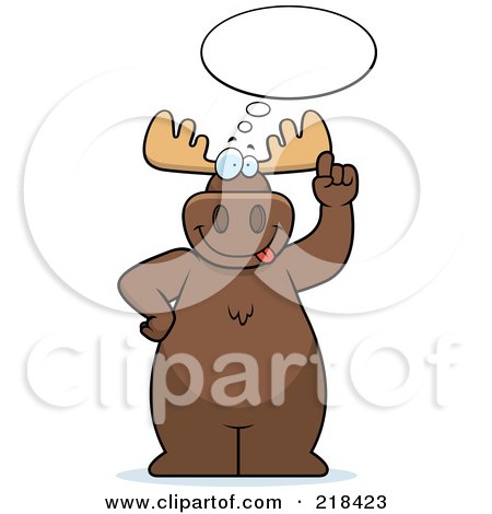 Royalty-Free (RF) Clipart Illustration of a Big Moose With An Idea Cloud by Cory Thoman