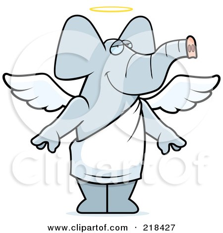 Royalty-Free (RF) Clipart Illustration of an Angel Elephant With A Halo by Cory Thoman