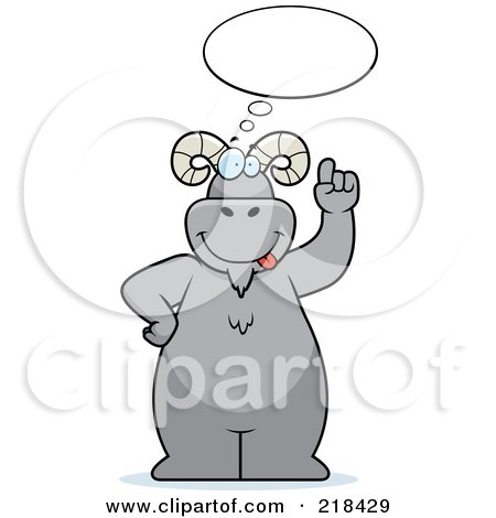 Royalty-Free (RF) Clipart Illustration of a Big Ram Standing And Thinking by Cory Thoman