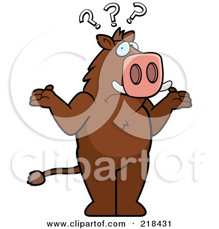 Royalty-Free (RF) Clipart Illustration of a Confused Beaver Shrugging Under Question Marks by Cory Thoman