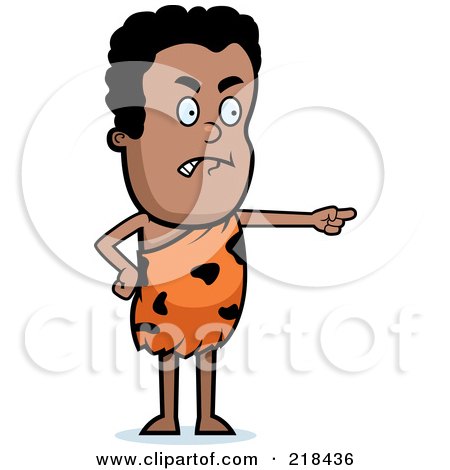 Royalty-Free (RF) Clipart Illustration of an Angry Black Caveman Pointing by Cory Thoman