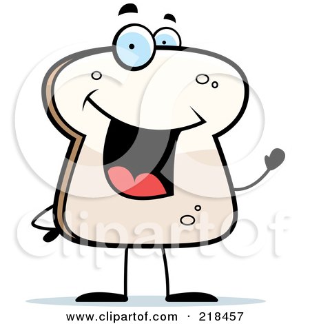 Royalty-Free (RF) Clipart Illustration of a Bread Slice Smiling And Waving by Cory Thoman