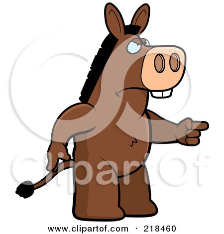 Royalty-Free (RF) Clipart Illustration of a Mad Donkey Angrily Pointing by Cory Thoman