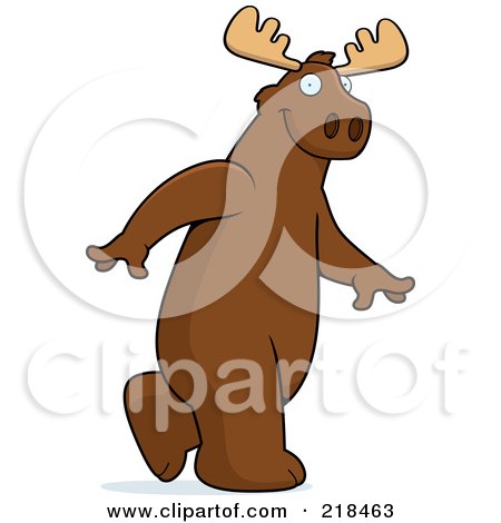 Royalty-Free (RF) Clipart Illustration of a Big Moose Walking Upright by Cory Thoman