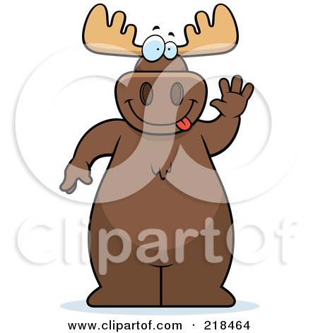 Royalty-Free (RF) Clipart Illustration of a Big Moose Standing And Waving by Cory Thoman