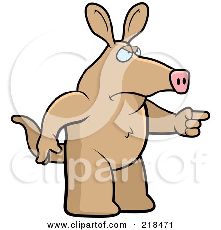 Royalty-Free (RF) Clipart Illustration of a Mad Aardvark Angrily Pointing by Cory Thoman