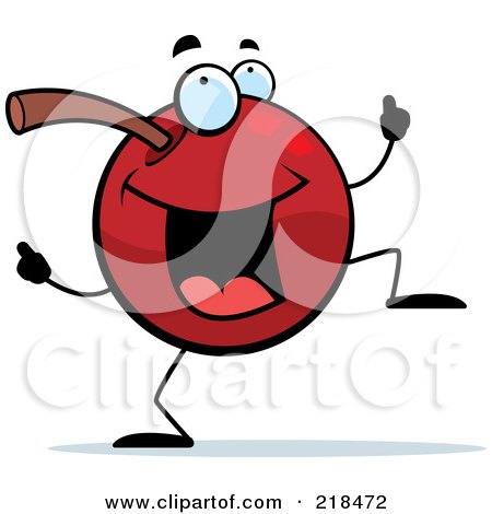 Royalty-Free (RF) Clipart Illustration of a Cherry Character Doing A Happy Dance by Cory Thoman