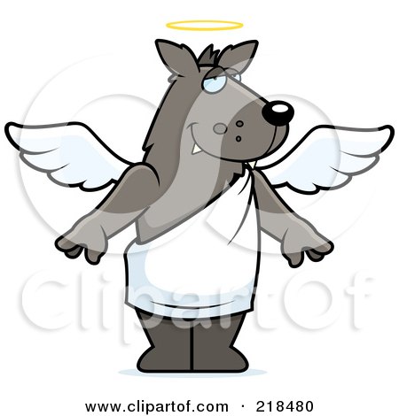 Royalty-Free (RF) Clipart Illustration of an Angel Wolf With A Halo by Cory Thoman