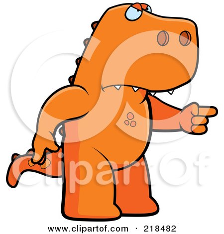 Royalty-Free (RF) Clipart Illustration of a Mad T Rex Angrily Pointing by Cory Thoman