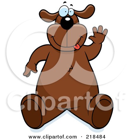 Royalty-Free (RF) Clipart Illustration of a Big Dog Sitting Up And Waving by Cory Thoman